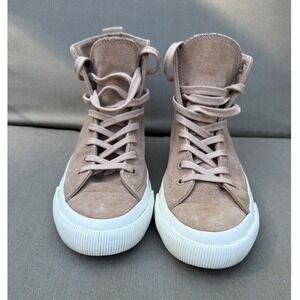 PF Flyers‎ High Top Sneakers Women's US 6.5 Beige Suede Leather Lace Up Casual